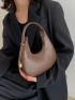 Fashionable Solid Color Hobo Bag Crocodile Embossed Top Handle Bag Stylish Crescent Purses Mini Crocodile Embossed Bag