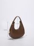 Fashionable Solid Color Hobo Bag Crocodile Embossed Top Handle Bag Stylish Crescent Purses Mini Crocodile Embossed Bag