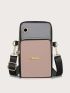 Letter Detail Color Block Waterproof Phone Wallet Zipper Phone Bag, Fashion Letter Detail Phone Arm Bag Versatile Shoulder Bag