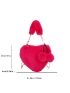 Pom Pom Decor Heart Design Fluffy Shoulder Bag