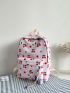 Cherry Print Functional Backpack With Bag Charm