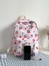 Cherry Print Functional Backpack With Bag Charm