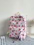 Cherry Print Functional Backpack With Bag Charm