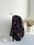 Cherry Print Functional Backpack With Bag Charm