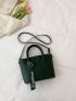 Letter Embossed Double Handle Square Bag