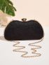 Rhinestone Decor Chain Box Bag