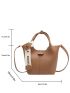 Letter Embossed Twilly Scarf Decor Bucket Bag With Inner Pouch