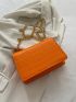 Mini Neon Orange Crocodile Embossed Square Bag