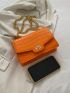 Mini Neon Orange Crocodile Embossed Square Bag