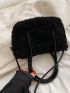 Minimalist Double Handle Fuzzy Satchel Bag