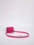 Mini Neon Pink Flap Felt Square Bag