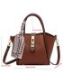 Twilly Scarf Decor Satchel Bag With Inner Pouch