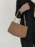 Chain Faux Suede Ruched Bag