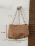 Chain Faux Suede Ruched Bag