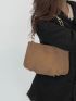 Chain Faux Suede Ruched Bag