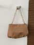 Chain Faux Suede Ruched Bag