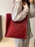 Neon-red Letter Graphic Vintage Design Shoulder Tote Bag