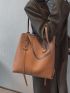 Litchi Embossed Shoulder Tote Bag