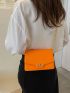 Mini Neon Orange Crocodile Embossed Square Bag