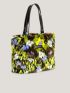 Flower Graphic Shoulder Tote Bag