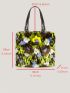 Flower Graphic Shoulder Tote Bag