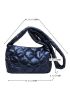 Quilted Detail Zipper Hobo Bag