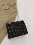 Mini Plaid Pattern Metal Lock Flap Chain Tweed Square Bag