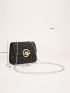 Mini Plaid Pattern Metal Lock Flap Chain Tweed Square Bag