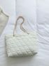 Quilted Detail Chain Shoulder Tote Bag