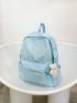 Letter Patch Decor Functional Backpack With Bag Charm