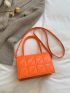 Mini Neon-orange Quilted Detail Flap Square Bag