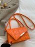 Mini Neon-orange Quilted Detail Flap Square Bag