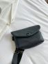 Litchi Embossed Snap Button Flap Waist Bag