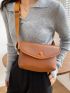 Litchi Embossed Snap Button Flap Waist Bag