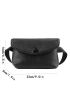 Litchi Embossed Snap Button Flap Waist Bag