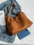 Litchi Embossed Bucket Bag With Inner Pouch