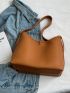 Litchi Embossed Bucket Bag With Inner Pouch