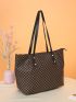 Geometric Pattern Shoulder Tote Bag