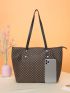 Geometric Pattern Shoulder Tote Bag