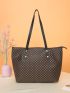 Geometric Pattern Shoulder Tote Bag