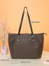 Geometric Pattern Shoulder Tote Bag