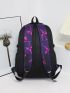 3pcs Geometric Print Letter Patch Decor Functional Backpack Set