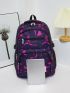 3pcs Geometric Print Letter Patch Decor Functional Backpack Set