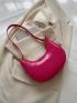 Neon Pink Crocodile Embossed Chain Hobo Bag