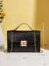 Crocodile Embossed Twist Lock Flap Chain Square Bag