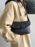 Litchi Embossed Snap Button Flap Waist Bag