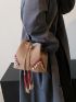 Mini Stitch Detail Tassel Decor Drawstring Design Faux Suede Bucket Bag