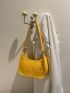 Mini Neon Yellow Geometric Embossed Felt Hobo Bag