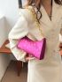 Glitter Neon-pink Chain Hobo Bag