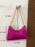 Glitter Neon-pink Chain Hobo Bag